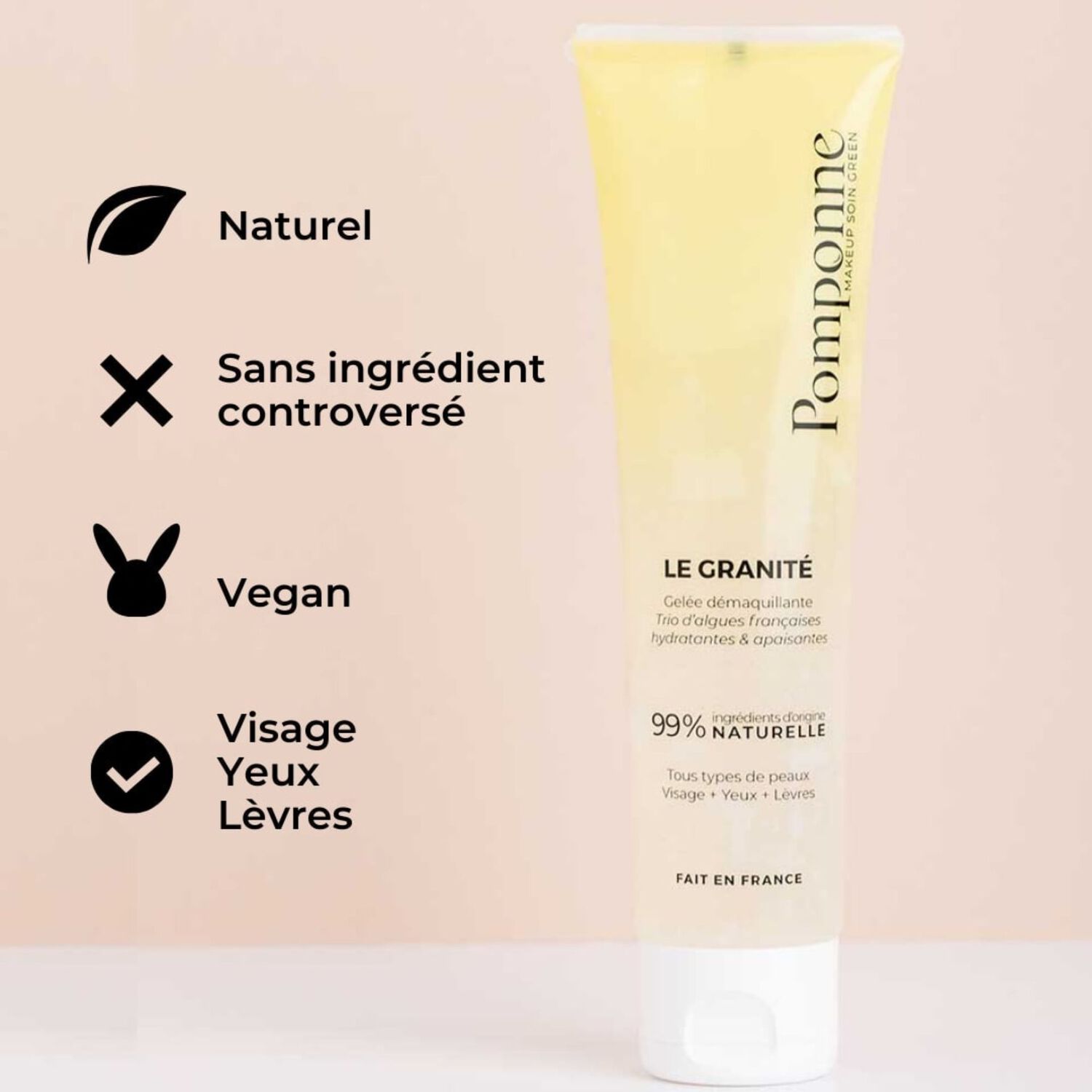 Démaquillant Naturel - Granité Démaquillant - Visage, Yeux, Lèvres