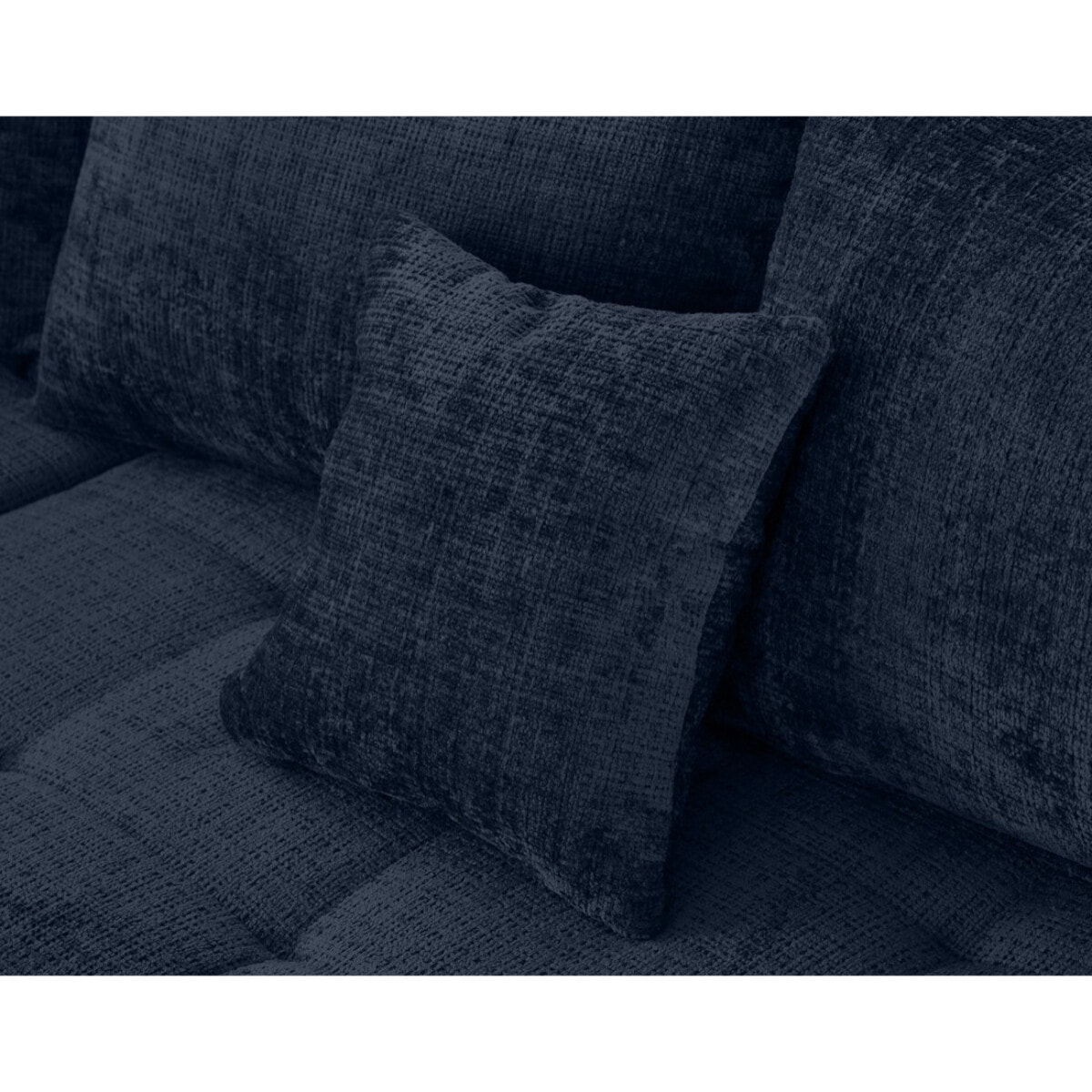 Rune - canapé panoramique d'angle gauche 7 places en velours texturé - Bleu