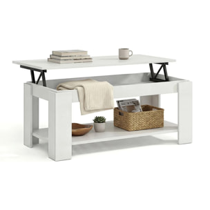Mesa de centro elevable con almacenaje en blanco mate 102x43-54 cm Lya Blanco Artik (Blanco Mate)