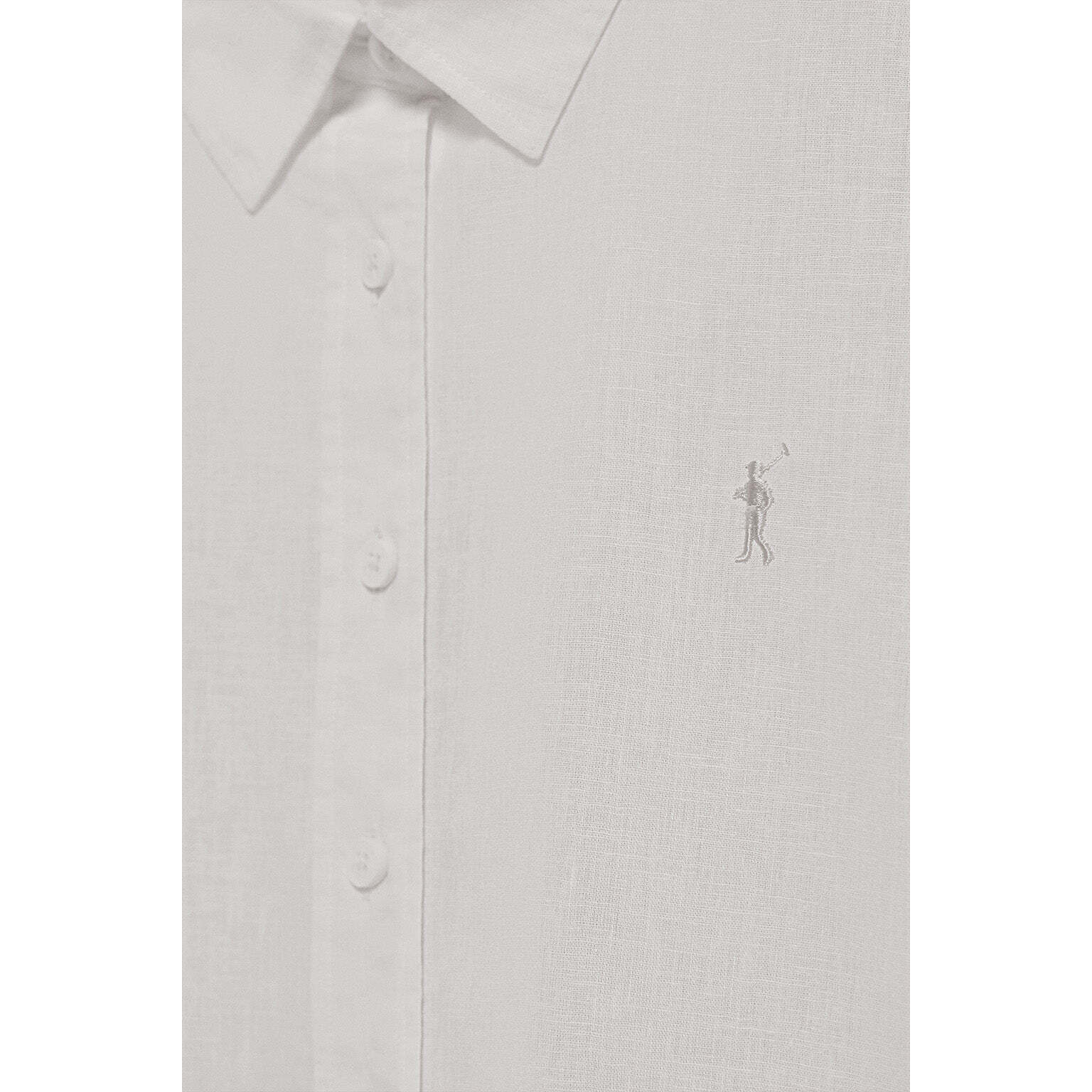 Camisa blanca de lino y algodón regular fit con bordado Rigby Go