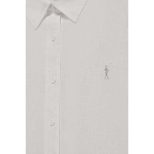 Camisa blanca de lino y algodón regular fit con bordado Rigby Go