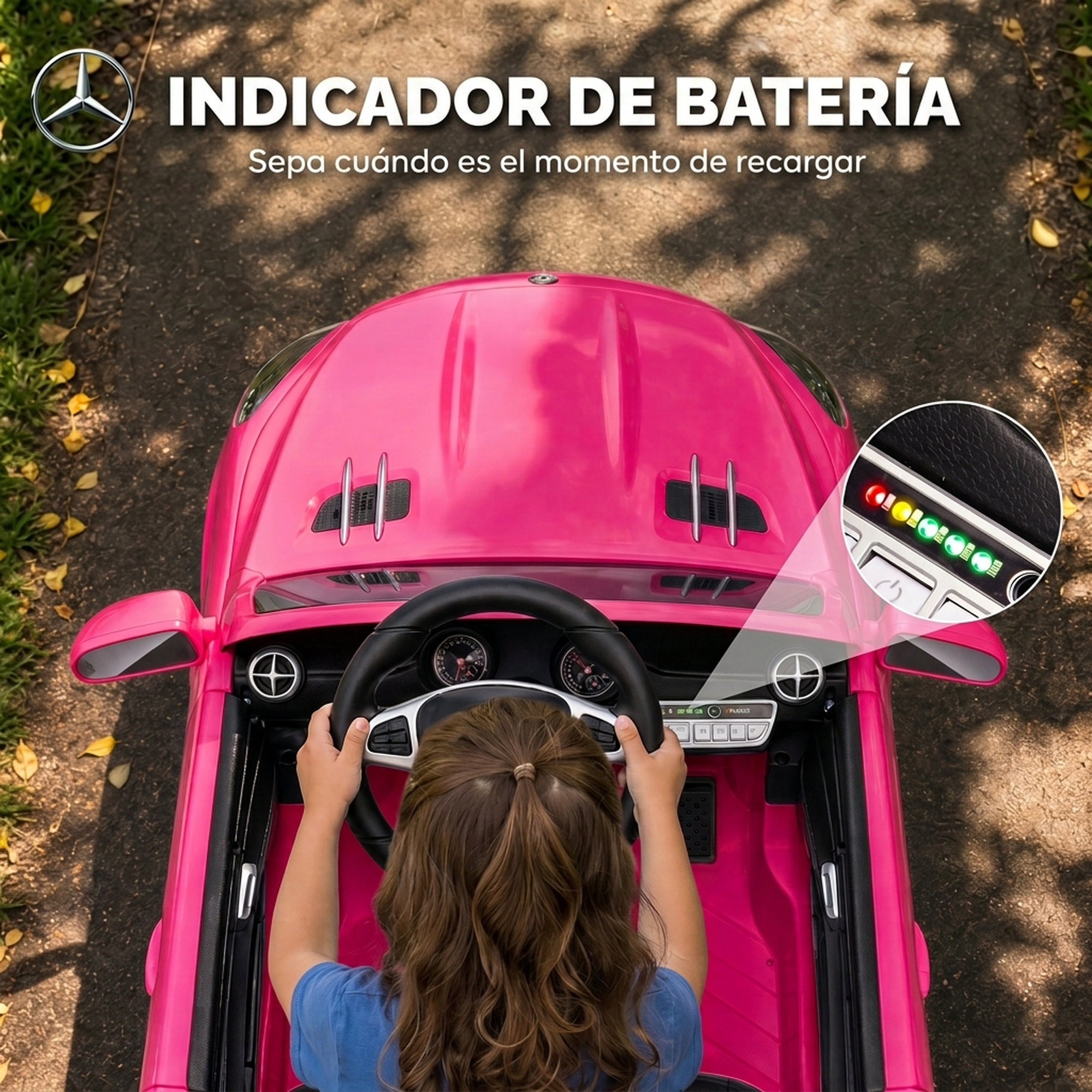 Coche Eléctrico para Niños Mercedes-Benz SL500 Coche de Batería Litio 12V con Mando a Distancia 2,4 G 2 Motores Suspensión Arranque Suave Luces Música Claxon Bluetooth 3-5 Años 3-5 km/h Rosa