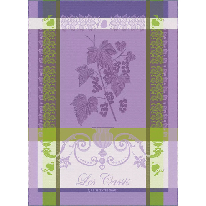 Torchon pur coton motif jacquard violet Les cassis mauve