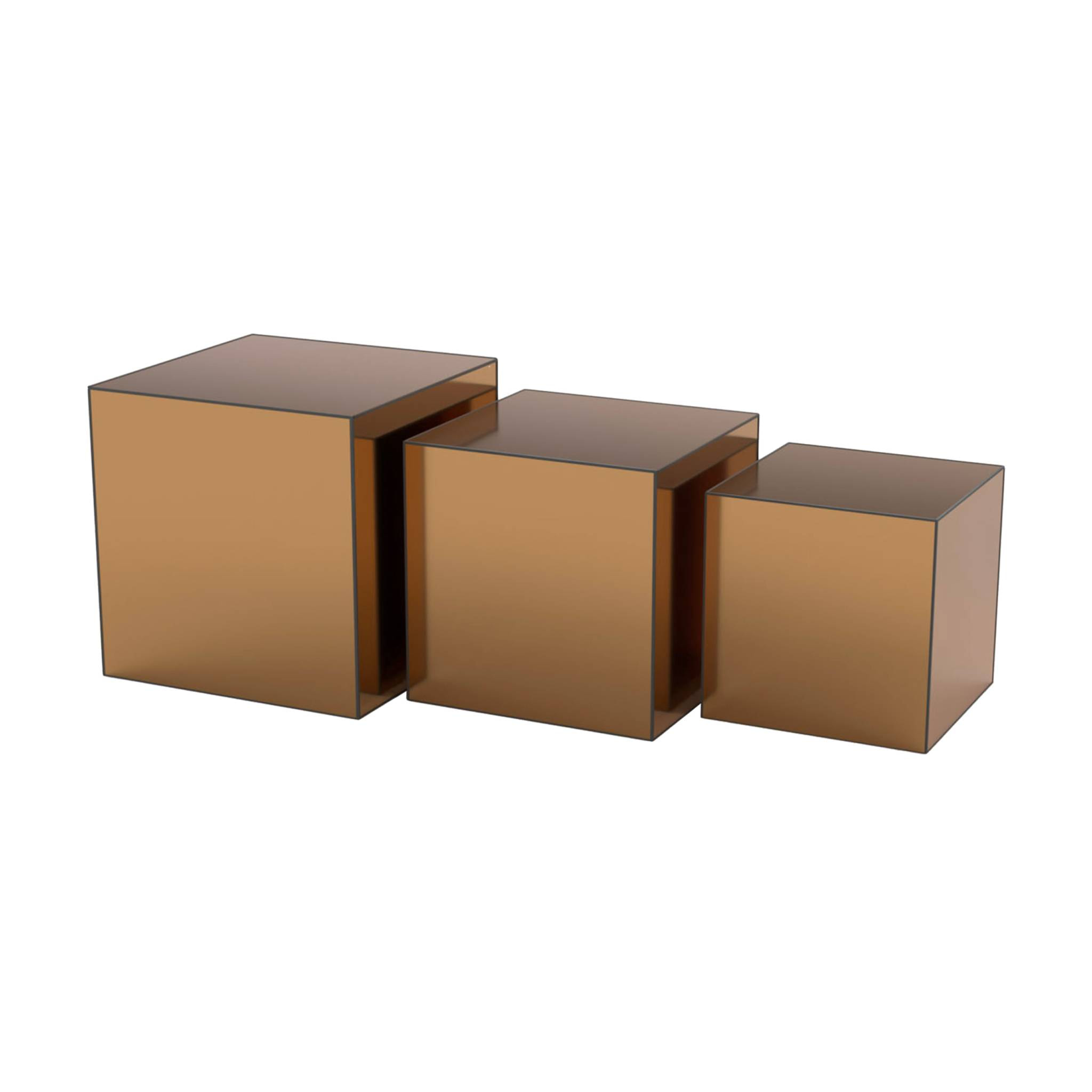 Table cubique miroir ambre. bout de canapé. table d'appoint cube miroir 35cm