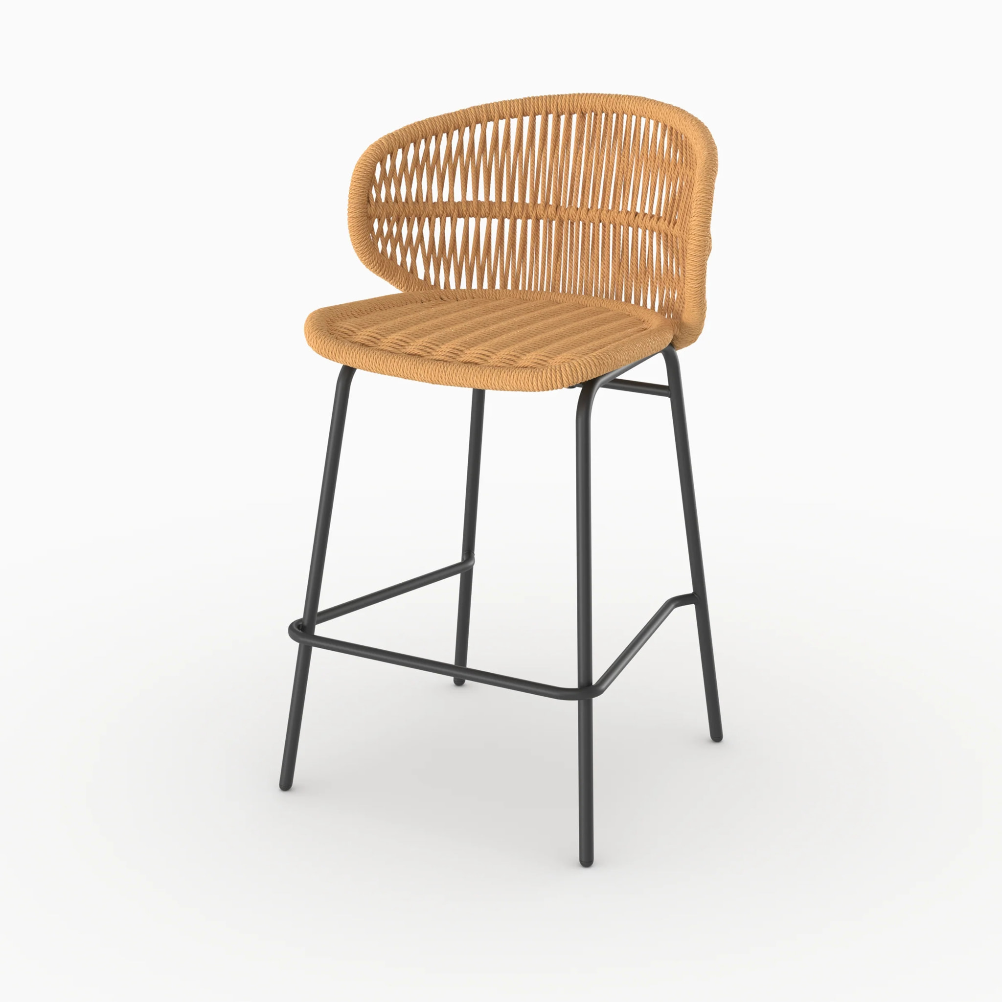 Lot de 2 chaises pour îlot central de jardin 65 cm, rotin synthétique - Lara