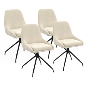 Chaises Olivia pivotantes velours et pieds métal - Crème