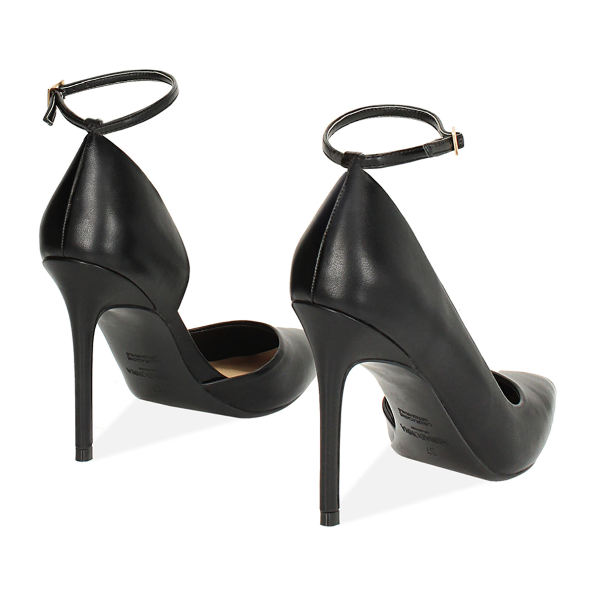 Décolleté donna nere con cinturino, tacco 11 cm