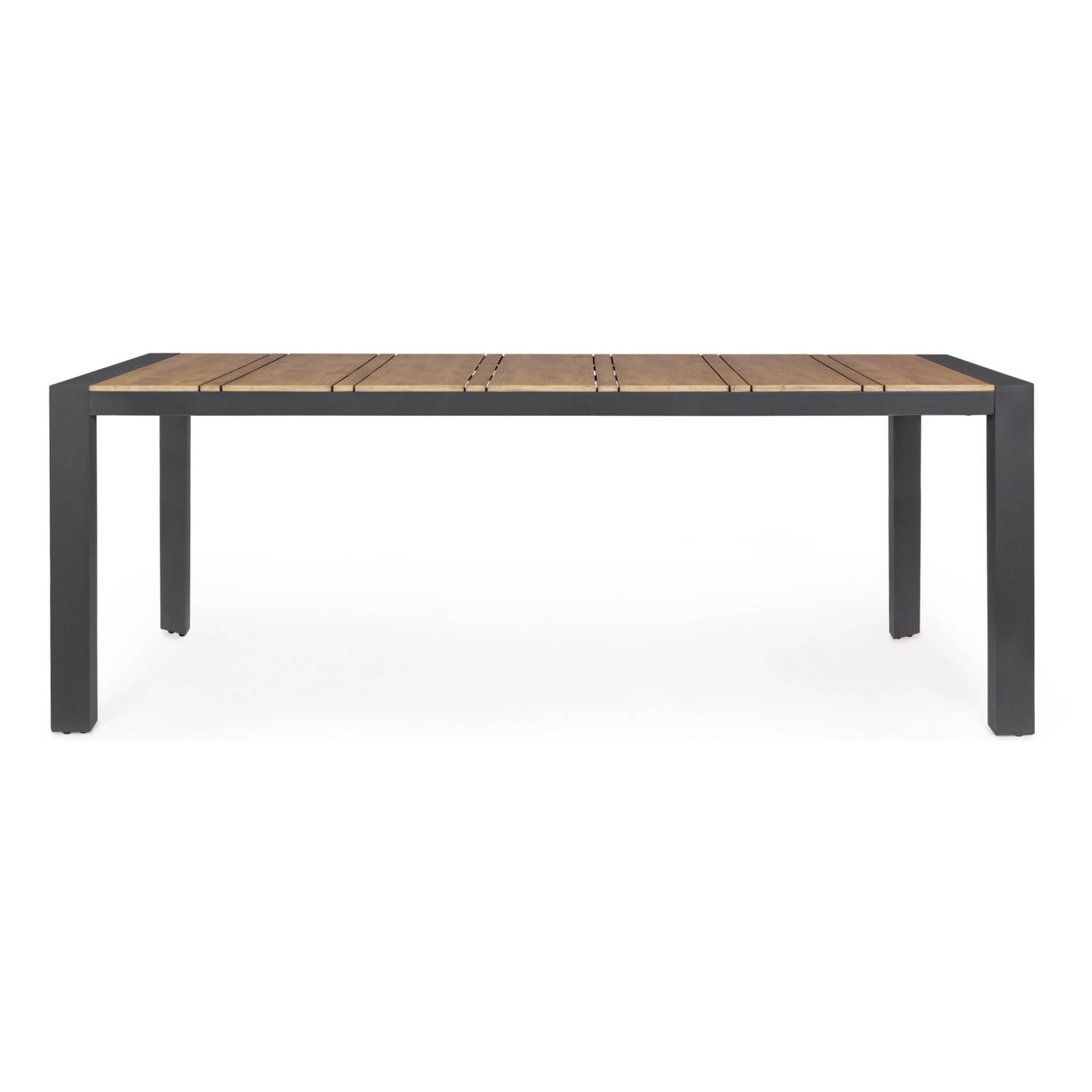 Tavolo da giardino ELIAS con piano effetto teak e gambe antracite, 198×100 cm
