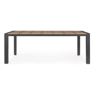 Tavolo da giardino ELIAS con piano effetto teak e gambe antracite, 198×100 cm