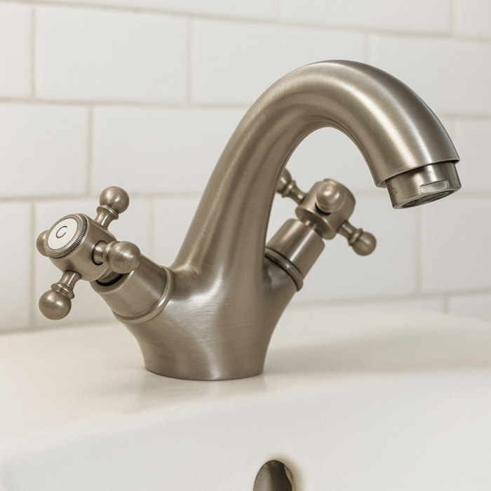 Mélangeur lavabo bec bas monotrou PAINI Tiffany Gris Acier