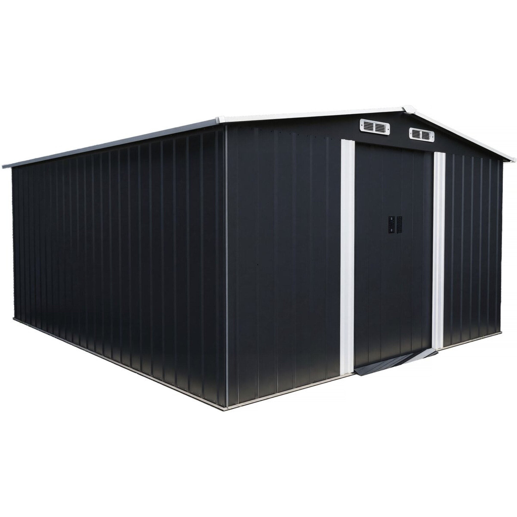 Abri de jardin métal avec porte coulissante "Boston" - 13 m² - Gris