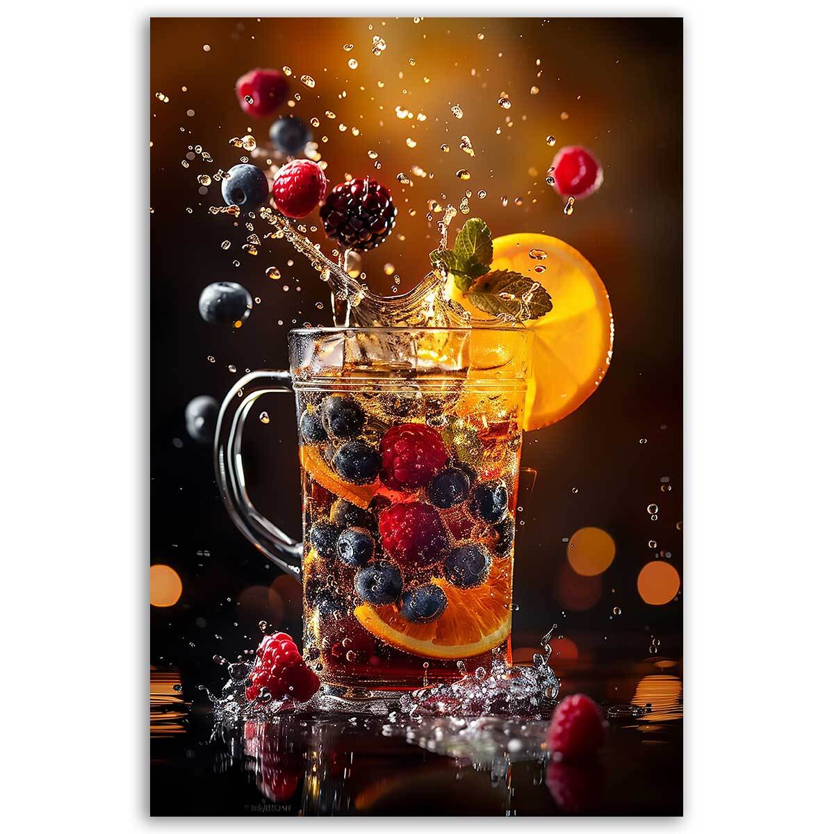 Tableau splash fruits lumineux Toile imprimée