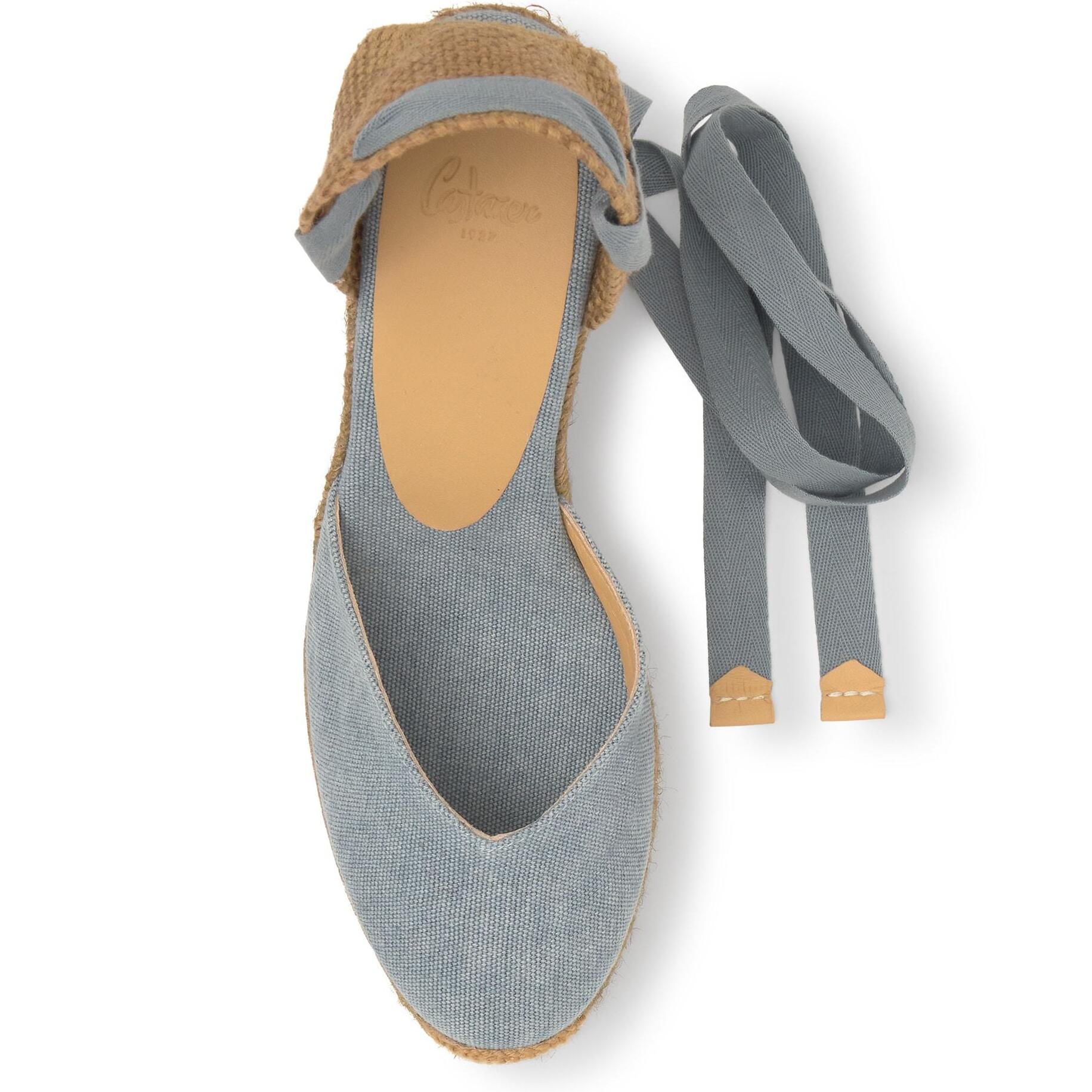 Alpargata chiara cuña 11 cm en algodón orgánico con doble plataforma