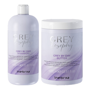 INEBRYA Kit Greylosophy Grey By Day Shampoo 1000ml + Maschera 1000ml