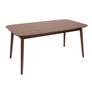 Table extensible rallonges intégrées rectangulaire en bois foncé noyer L160-210 cm ANK