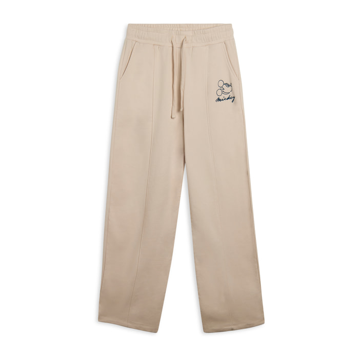 Pantaloni wide leg da donna con ricamo Mickey