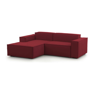 Divano fisso Nadia, Divano componibile a 2 posti con penisola sinistra, 100% Made in Italy, Sofà moderno in tessuto, Cm 220x170h70, Rosso