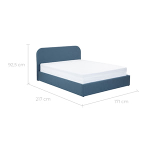 Lit double avec coffre 160x200 cm en tissu bleu - Tilly