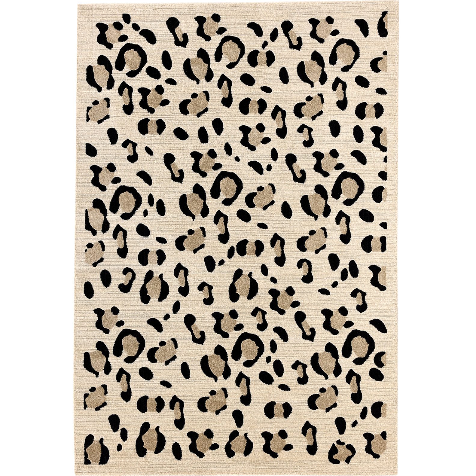 LEOVAH - Tapis salon motif léopard crème