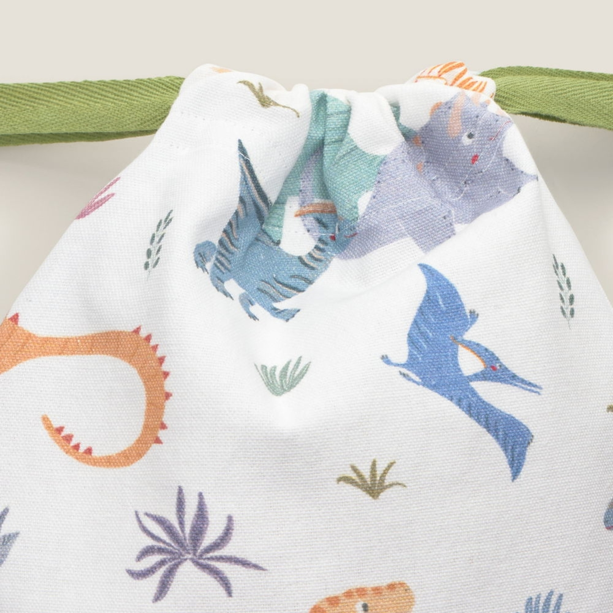 Bolsa de algodón estampada dinosaurios Dinot color blanco 100% Algodón