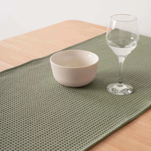 Chemin de table Waffle Sauge du désert 45x140 cm