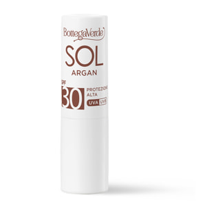 SOL Argan - Stick solare labbra  - nutre e protegge  - con olio di Argan e Vitamina E - protezione alta SPF30 - water resistant