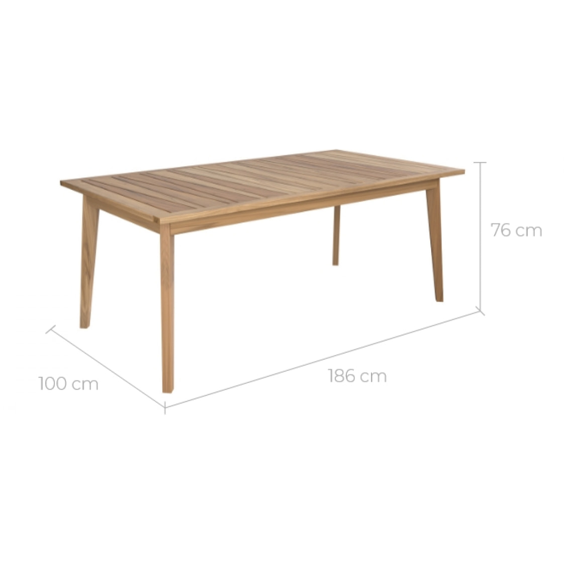 Table de jardin extensible en teck massif 186/245 cm - Tunga
