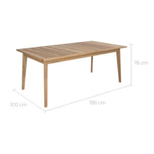 Table de jardin extensible en teck massif 186/245 cm - Tunga