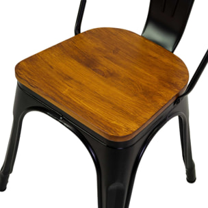 Sedia New Bristol Vacchetti in ferro nero con seduta in legno cm43x43h45/84