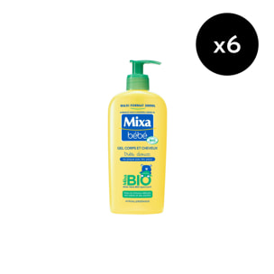 Lot de 6 - Mixa Bébé Gel 2 en 1 corps et cheveux Bio 300ml