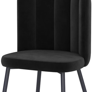 Lot de 2 chaises en velours noir et pieds en métal noir - Rosy