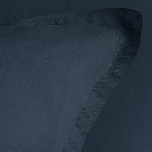 Set de 2 taies d'oreiller unies à volant, COTON LAVÉ