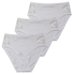 3 Slip da Donna Fianco Alto Nottingham in Cotone Modal, Art. SA6102, Bianco