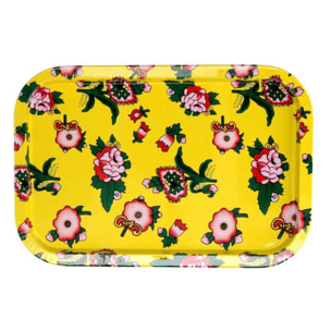 Vassoio in metallo fiori giallo rettangolare cm34x23