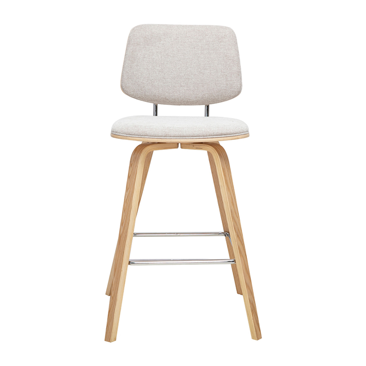 Tabourets de bar en tissu effet velours texturé beige et bois clair H66 cm (lot de 2) SEGUR