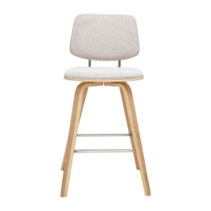 Tabourets de bar en tissu effet velours texturé beige et bois clair H66 cm (lot de 2) SEGUR
