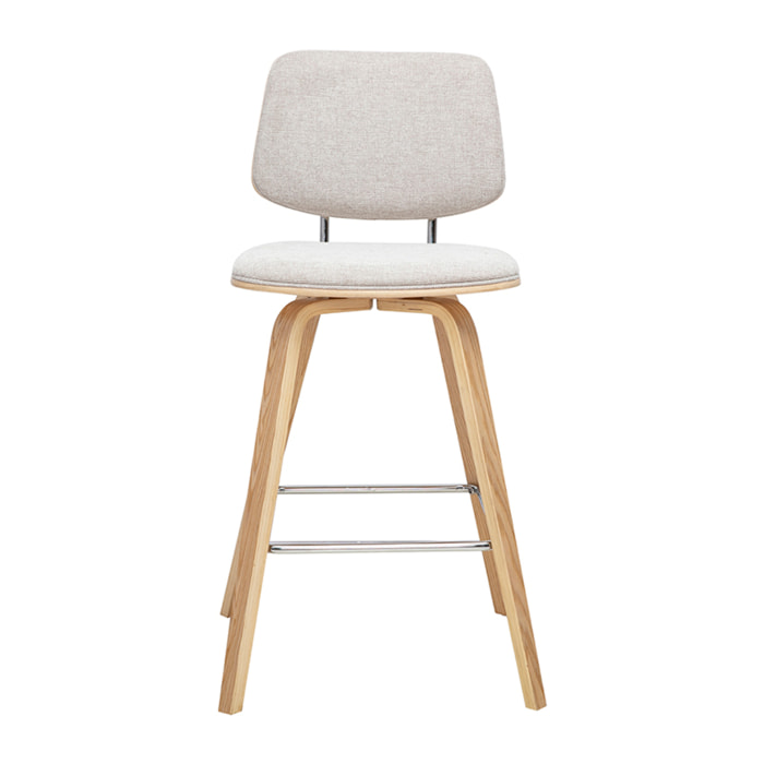 Tabourets de bar en tissu effet velours texturé beige et bois clair H66 cm (lot de 2) SEGUR