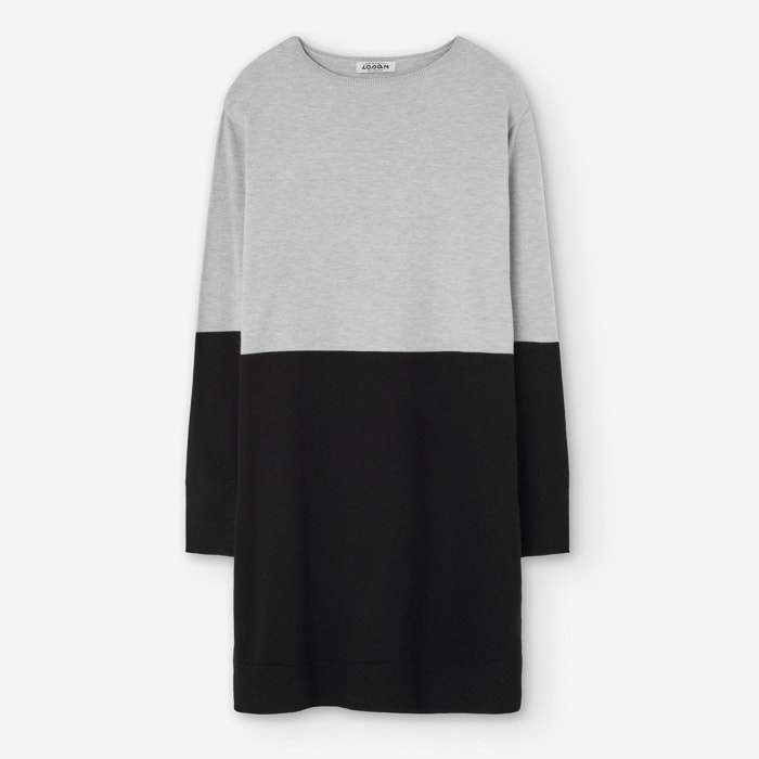 Vestido - gris jaspeado y negro