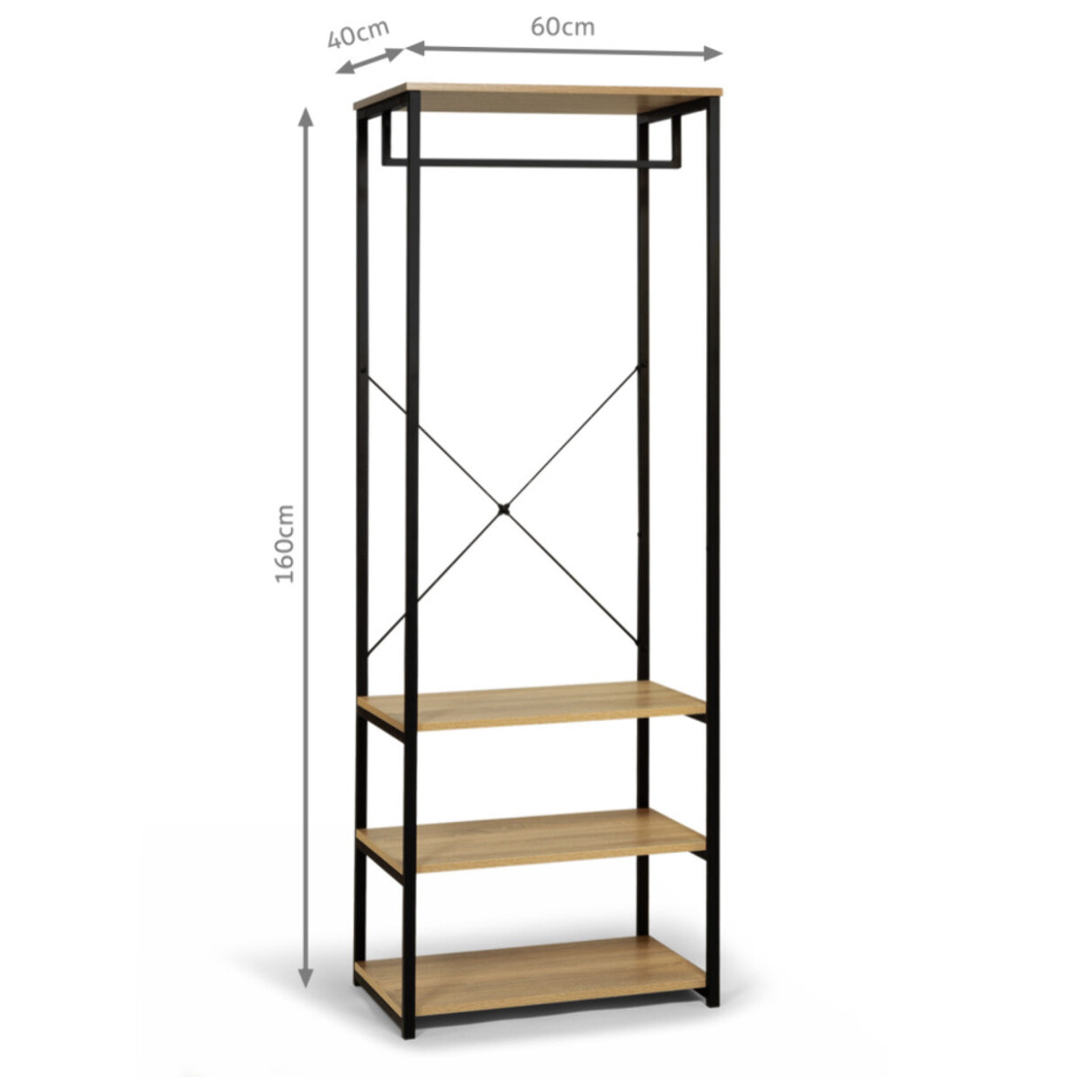 Dressing Memphis avec penderie et étagères 60x167cm