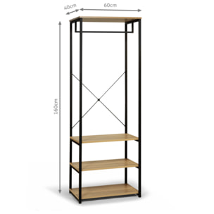 Dressing Memphis avec penderie et étagères 60x167cm