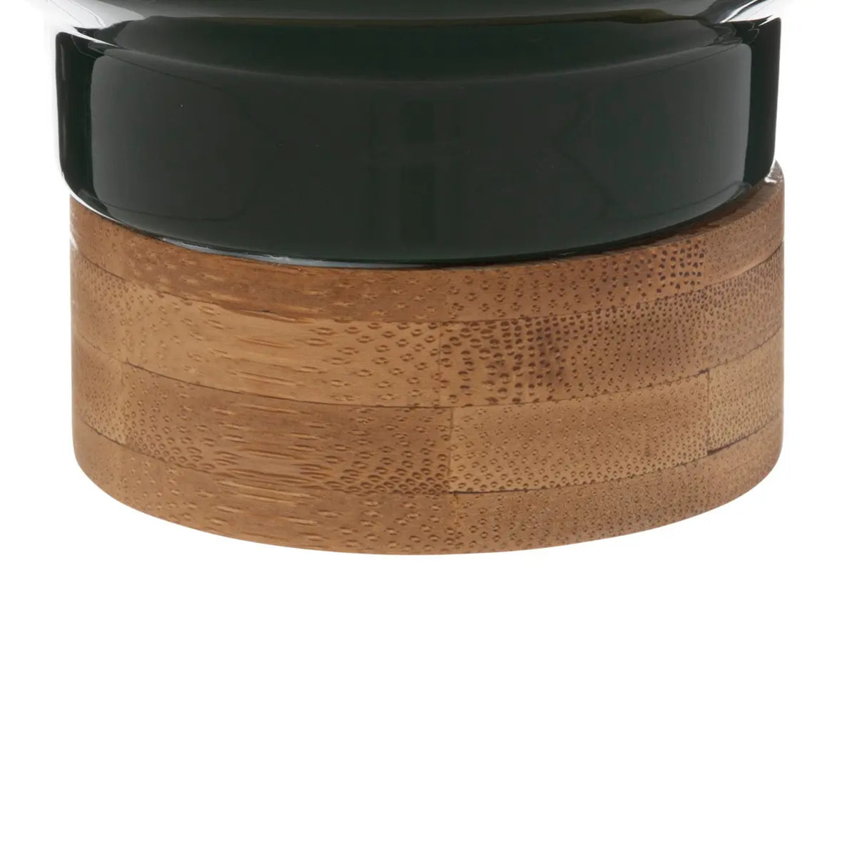 Cache-pot en pot en céramique & bambou H16cm vert foncé