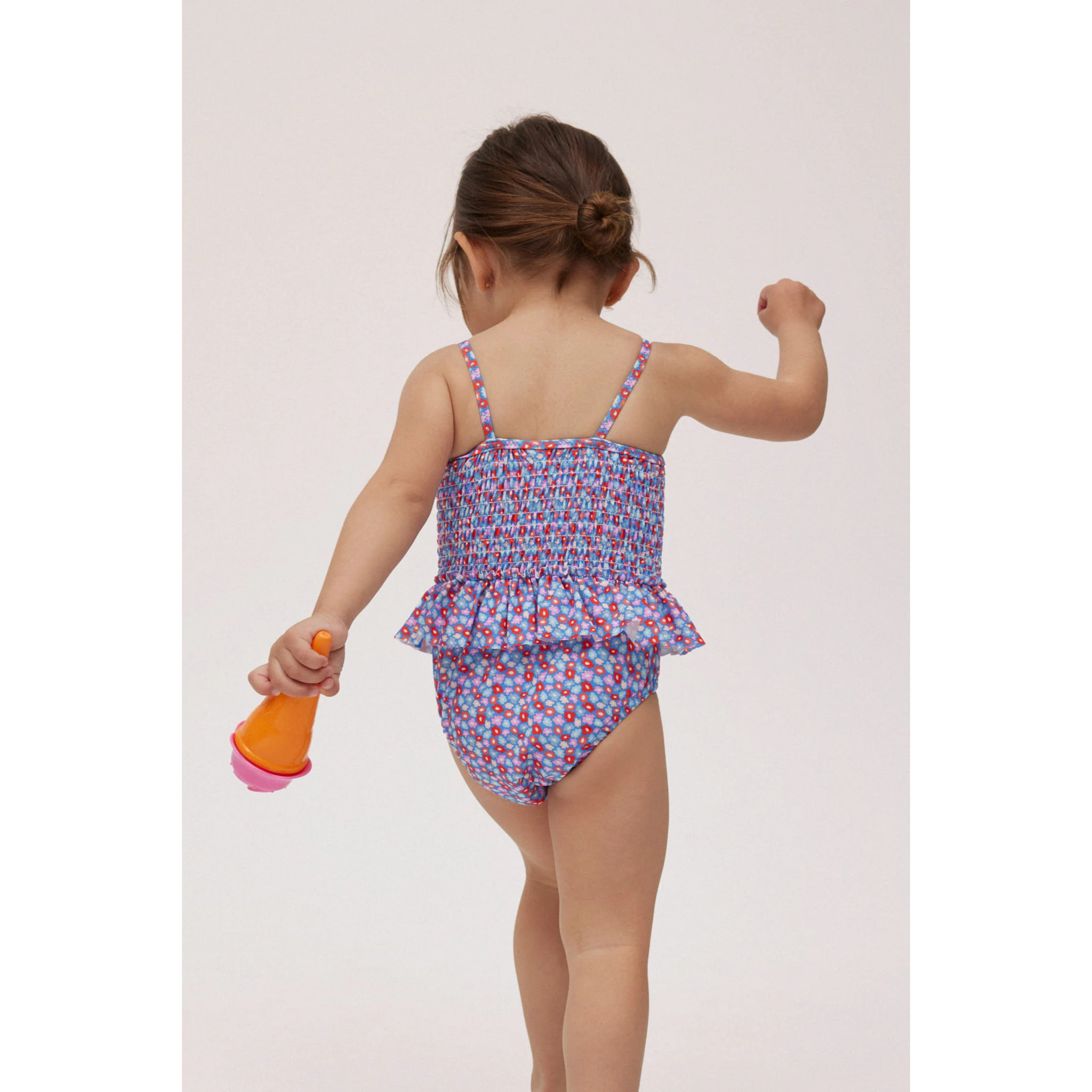 Costume da bagno bimba a nido d'ape con fiorellini