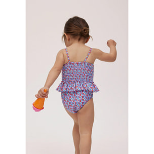 Costume da bagno bimba a nido d'ape con fiorellini