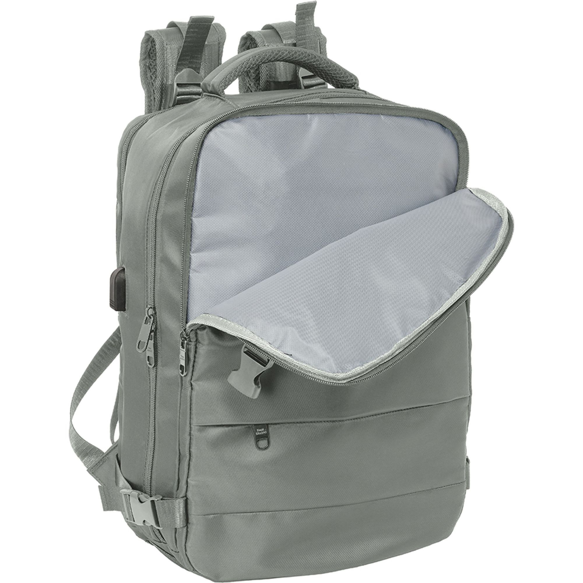 Mochila viaje cabina portatil 15,6 real madrid gris