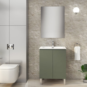 Conjunto de Baño Lust | 60 cm Verde Musgo | Dos Puertas | Lavabo Encastrado | No incluye Espejo | Mueble Montado | Alday