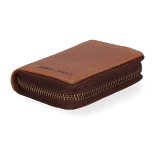 Portafoglio uomo in vera pelle - Modello Zenitho Elite - Con zip - 8.0 x 10.0 x 3.0 cm