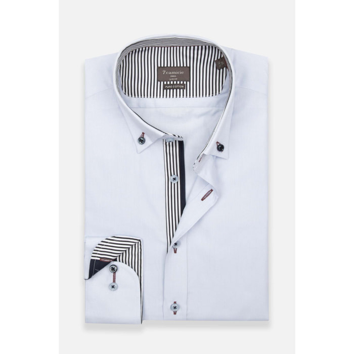 Camicia Uomo Botton Down Slim Oxford unito Celeste