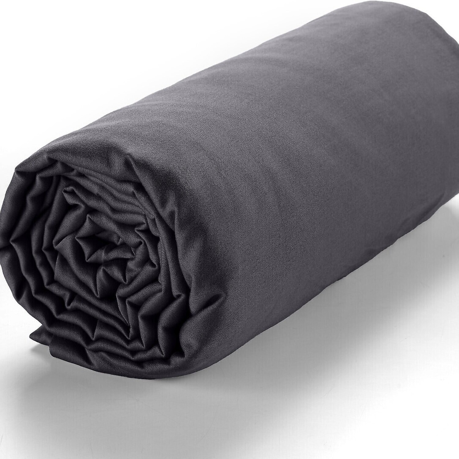 Drap Housse - Bonnet:30cm 100% Satin De Coton lavé 105 Fils Gris Fonce