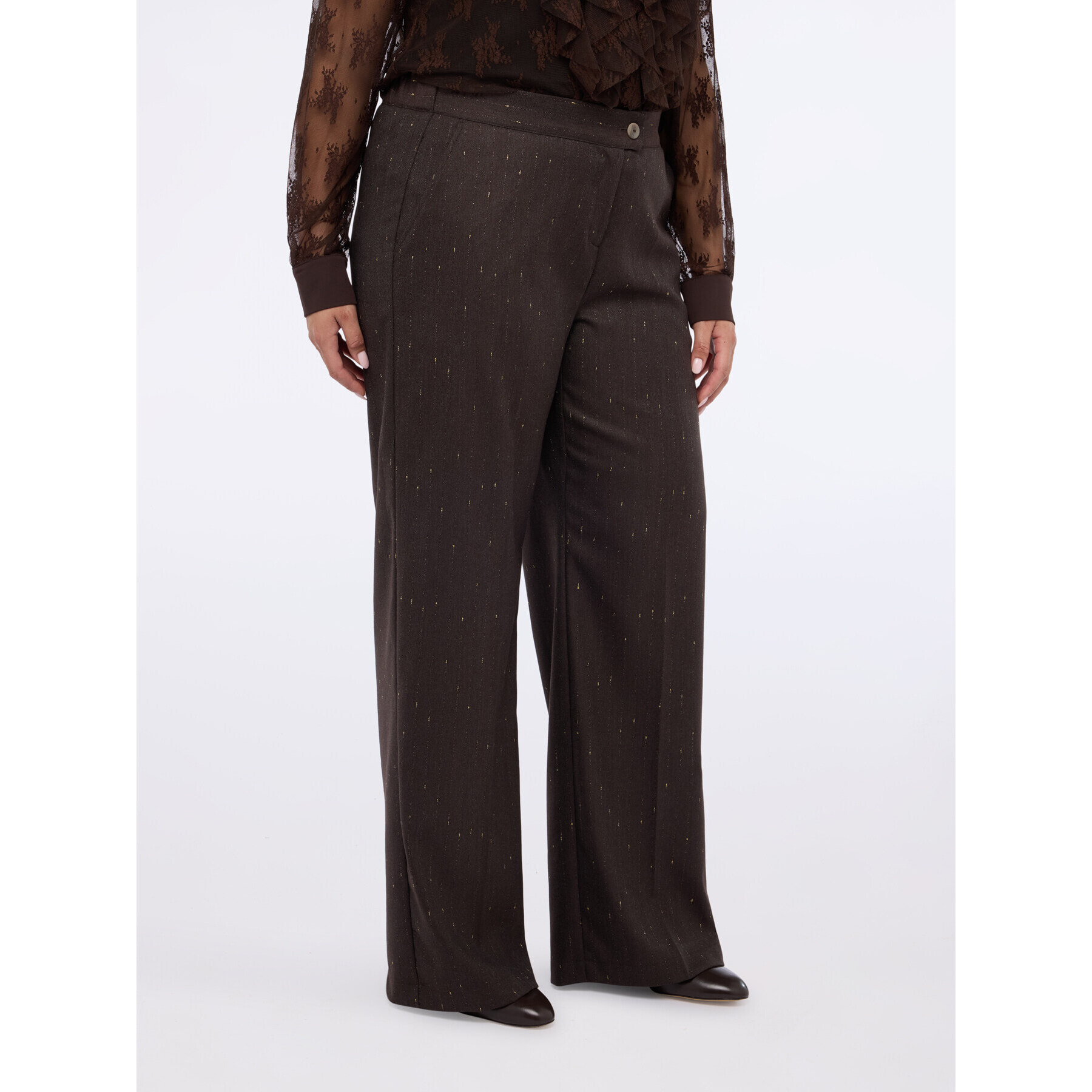 Fiorella Rubino - Pantaloni Wide Leg fantasia - Marrone