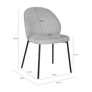 Chaise épurée en tissu avec pieds fins en métal - MARTHA